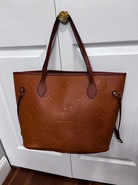 Inspired Brown Embossed Leather Tote Bag